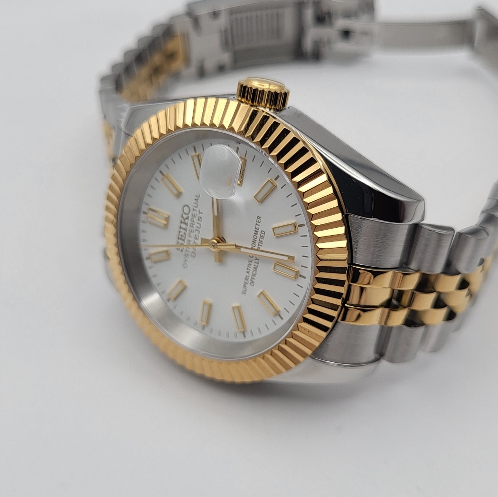 New Seiko Mod 36mm Automatic Watch White Dial DJ